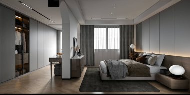 3D render lüks otel odası