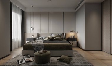 3D render lüks otel odası