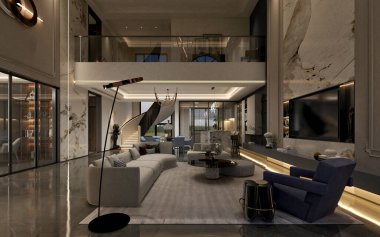 3D iç mekan, oturma odası ve sinüs alanı