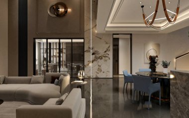 3D iç mekan, oturma odası ve sinüs alanı