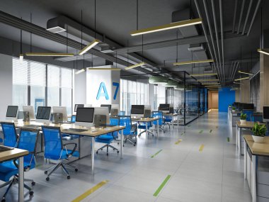 3D render modern ofis içi