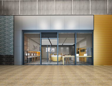 3D render elektronik teknoloji mağazası perakende mağazası
