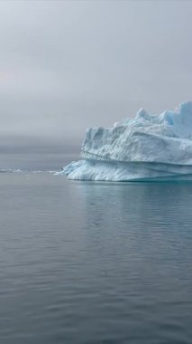 Büyük yüzen buzullar Grönland 'daki buzul kutup okyanusu boyunca yayılarak el değmemiş kutup manzarasını ve değişen iklimin etkilerini vurguluyor..