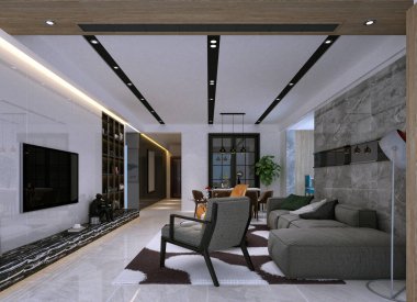 3D render modern oturma odası