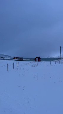 Tromso, Norveç 'teki karlı manzara manzarası