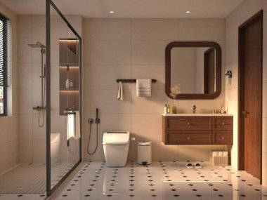 3D render lüks banyo