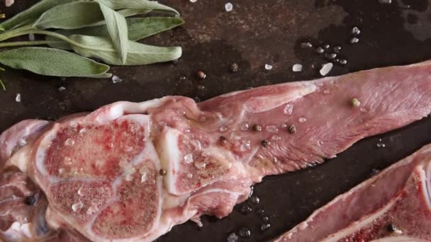 Filetes Carne Fresca Prontos Para Cozinhar — Vídeo de Stock