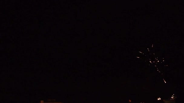 Vuurwerk Explosie Donkere Nacht Lucht — Stockvideo