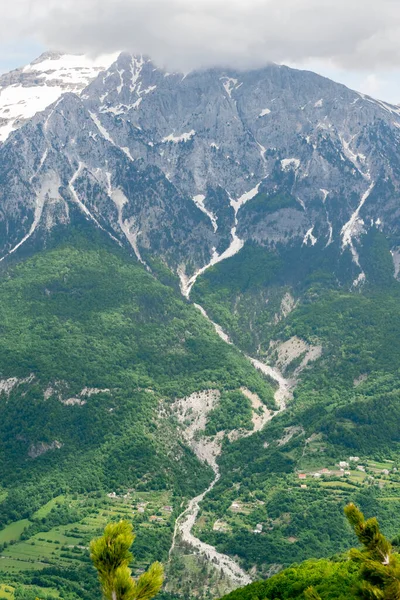 Albanese Bergalpen Berglandschap Schilderachtig Uitzicht Bergen Zomerochtend Groot Panorama — Stockfoto
