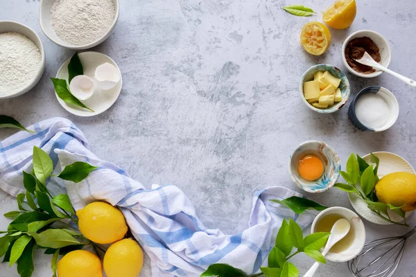 Ingredientes Para Hacer Tarta Limón Casera Tradicional Productos Frescos Para — Foto de Stock