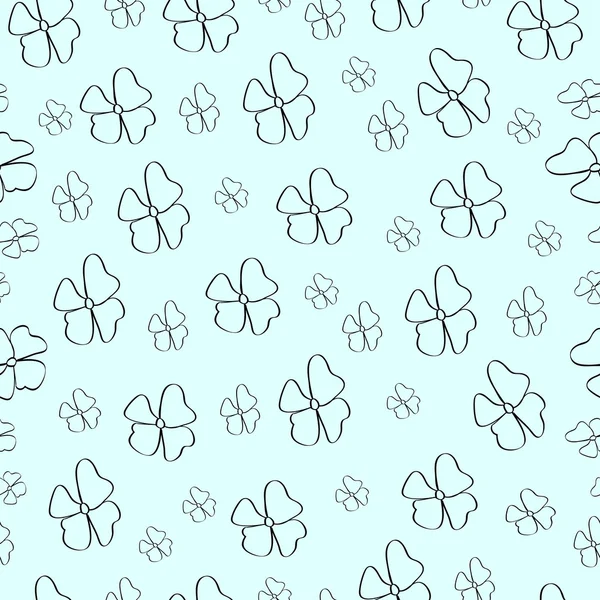 İzole mavi ve beyaz el çiçek çizimi ile soyut seamless modeli. Vektör çizim.