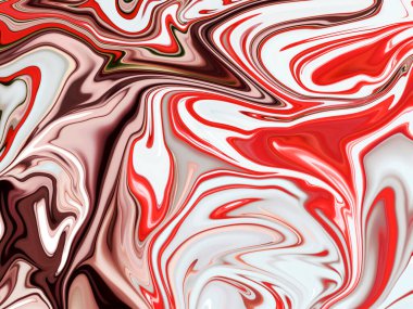 Akrilik boya karışımı. Sıvı mermer dokusu. Akışkan sanat. Kırmızı, beyaz, kahverengi renkler