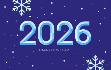 New Year 2026 poster design with snowflake design. Simple stylized poster design for New Year