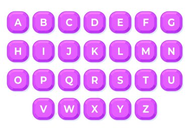 All letters of the English alphabet in cubes for children. Letters of the alphabet in square cubes for building sentences.