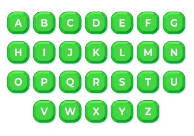 All letters of the English alphabet in cubes for children. Letters of the alphabet in square cubes for building sentences.