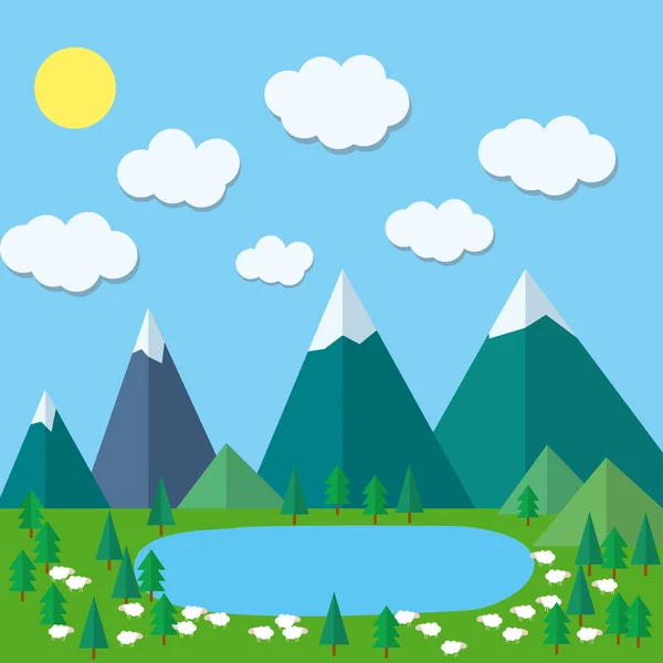 Renkli düz yaz dağlar