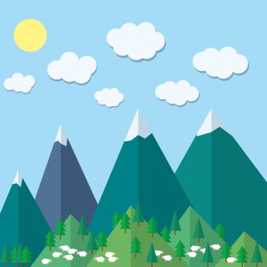 Renkli düz yaz dağlar