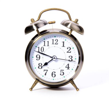 Alarm saati beyaz arkaplanda izole edildi
