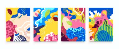 Orijinal soyut kapak tasarımı. Sosyal medya afiş şablonu. Hikayeler için düzenlenebilir maket, yazı, blog, satış. Modern renkli şekiller poster, pankart, site, mobil uygulama için şık set resmi.