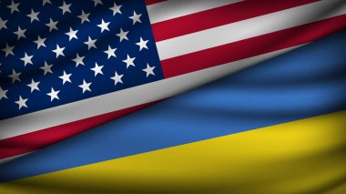 ABD ve Ukrayna 'nın İki Bayrağı ile Yüksek Kalite