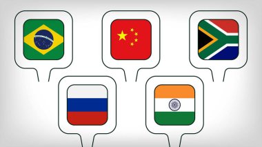 Görüntü Vektörü: Rusya, Brezilya, Hindistan, Brezilya ve Güney Afrika Kimlikleri