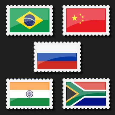 Görüntü Vektörü: Rusya, Brezilya, Hindistan, Brezilya ve Güney Afrika Kimlikleri