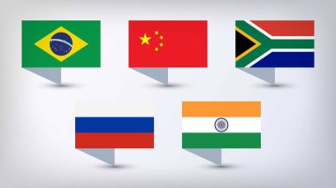 Görüntü Vektörü: Rusya, Brezilya, Hindistan, Brezilya ve Güney Afrika Kimlikleri