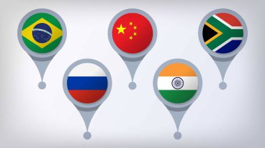 Görüntü Vektörü: Rusya, Brezilya, Hindistan, Brezilya ve Güney Afrika Kimlikleri
