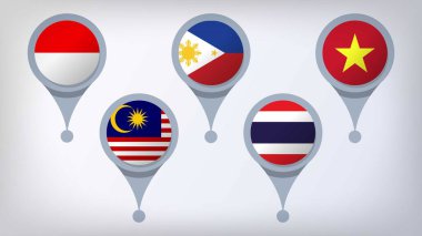 İllüstrasyon Vektörü: Tayland, Endonezya, Malezya, Filipinler ve Vietnam Kimlikleri