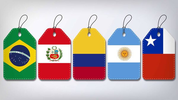 Вектор иллюстрации с участием Бразилии, Аргентины, Колумбии, Чили и Перу