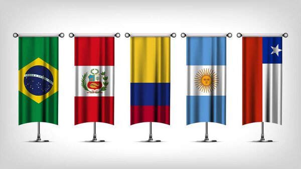 Вектор иллюстрации с участием Бразилии, Аргентины, Колумбии, Чили и Перу
