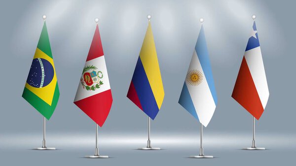 Вектор иллюстрации с участием Бразилии, Аргентины, Колумбии, Чили и Перу