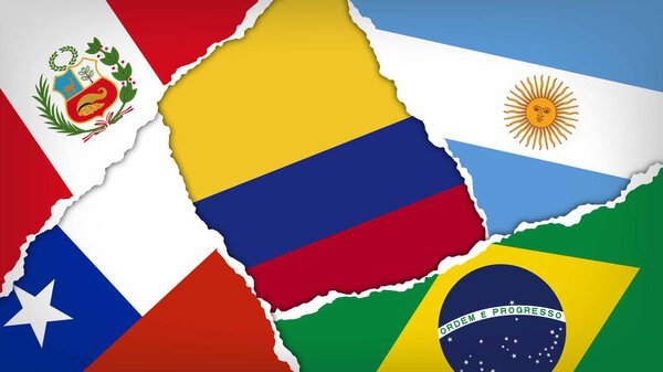Вектор иллюстрации с участием Бразилии, Аргентины, Колумбии, Чили и Перу