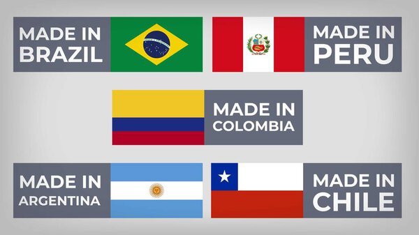 Вектор иллюстрации с участием Бразилии, Аргентины, Колумбии, Чили и Перу