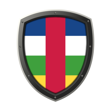 Orta Afrika Cumhuriyeti Kalkan Amblemi, Orta Afrika Cumhuriyeti Bayrak Rozet Simgesi Metalik Koruyucu Çerçeve, Yüksek Kaliteli Şeffaf PNG Tasarımı