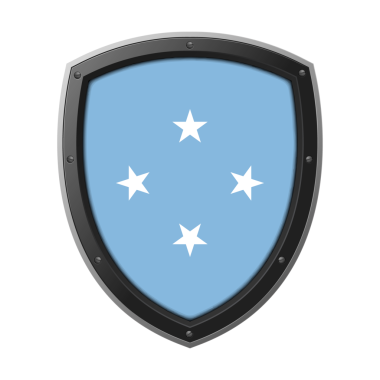 MICRONESIA Kalkan Amblemi, MICRONESIA Metalik Koruyucu Çerçeveli Bayrak Simgesi, Yüksek Kaliteli Şeffaf PNG Tasarımı