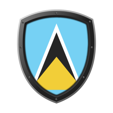 SAINT LUCIA Kalkan Amblemi, SAINT LUCIA Bayrak Rozet Simgesi Metalik Koruyucu Çerçeve, Yüksek Kaliteli Şeffaf PNG Tasarımı