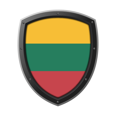 LITHUANIA Kalkan Amblemi, Metalik Koruyucu Çerçeveli LITHUANIA Bayrak Simgesi, Yüksek Kaliteli Şeffaf PNG Tasarımı