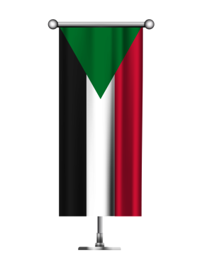 Metalik Kutupta Gerçekçi Ayakta Duran SUDAN Bayrağı