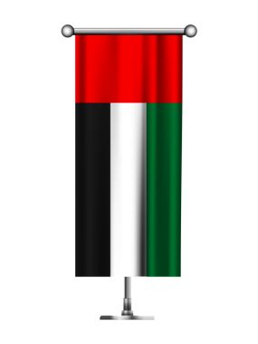 Metalik Kutup Üzerinde Gerçekçi Birleşik Arap Emirlikleri Bayrağı