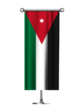 Metalik Kutupta Gerçekçi Dikey JORDAN Bayrağı