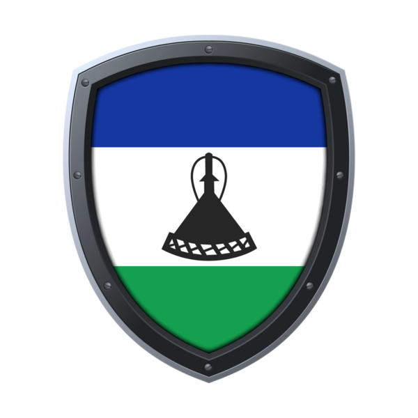 LESOTHO Kalkan Amblemi, LESOTHO Bayrak Rozet Simgesi Metalik Koruyucu Çerçeveli, Yüksek Kaliteli Şeffaf PNG Tasarımı