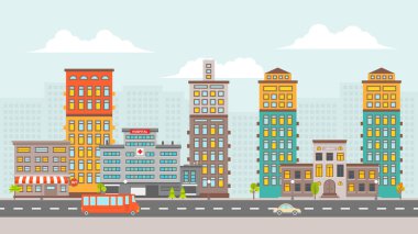 Kütüphane, Hastane, Dükkan ve Konut binaları ile Şehir Kenti