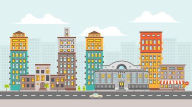 Kütüphane, Banka, Dükkan ve Konut binaları ile Şehir Kenti