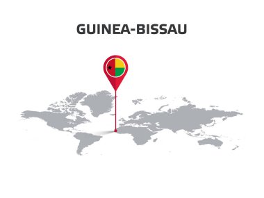 Pin 'in Vücudunda Bayrak Olan Dünya Haritasında Gine-Bissau Konumu Pin