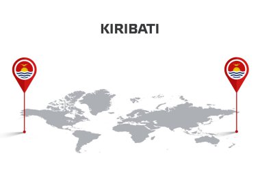 Pin 'in Gövdesinde Bayrak Olan Dünya Haritasında KIRIBATI Konumu Pin