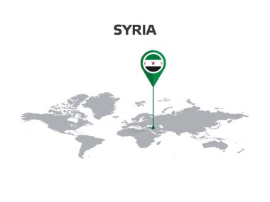 Pin 'in Gövdesinde Bayrak Olan Dünya Haritasında SYRIA Konumu Pin
