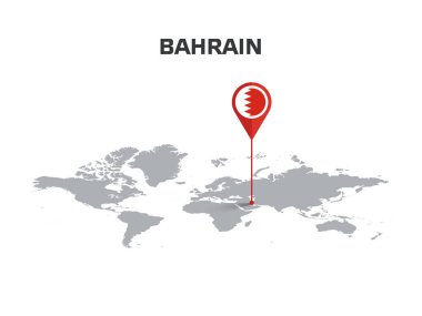 Pin 'in Vücudunda Bayrak Var Dünya Haritasında BAHRAIN Konumu Pin