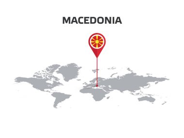Kuzey Makedonya Konumu Pin 'in Gövdesinde Dünya Haritasında Pin Var