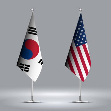 İki Ayakta Bayrak Güney Kore 'ye karşı ABD' yi temsil ediyor.